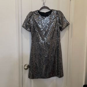 Ann Taylor Sequin Dress Gray Pewter 6P NWT